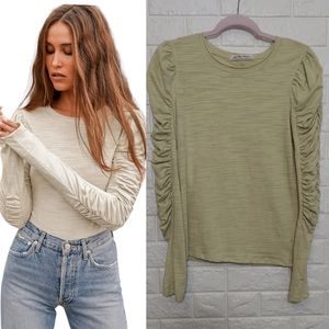 Free People Natasha Ruched Long Sleeve Tee XS